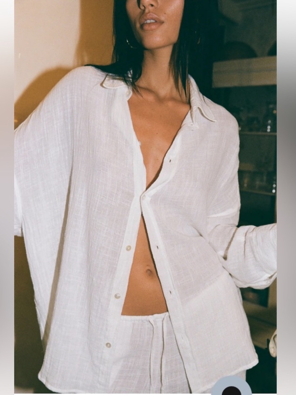 INDAH Beachy Cotton Gauze Button-up Shirt M/L